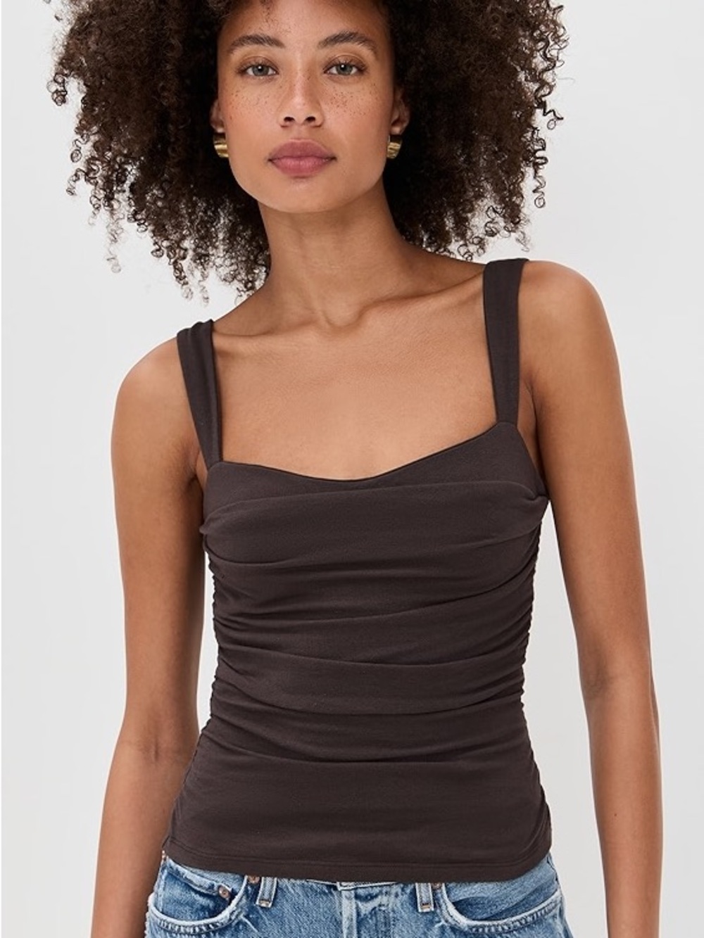 Reformation Trish Knit Espresso Brown Scoop Neck Tank